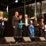 2. Juli 2016: Kundgebung von "Miteinander für Europa" auf dem Stachus in München. Der Leitungskreis des internationalen Netzwerkes wird auf der Bühne vorgestellt. (c) MfE, Foto: Grill